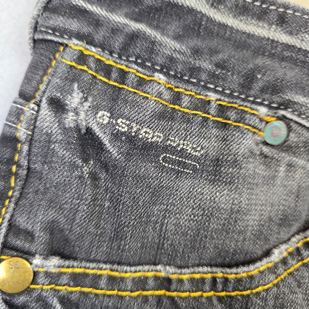 G-Star Raw Core Regular Men's Black Gray Distressed Jeans Button Fly Size 30 - Picture 11 of 12